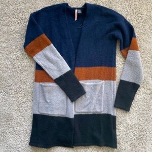 Womens Love Fire cardigan sweater color block stripe sweater open front size med